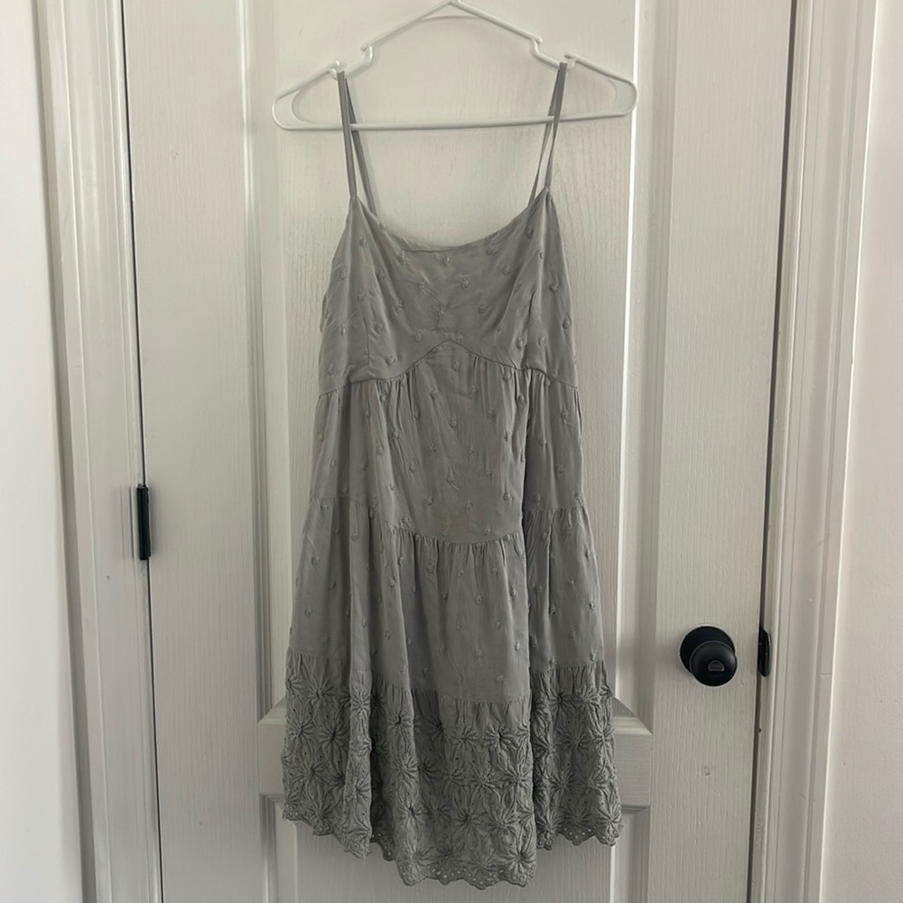 Jessica Simpson Light Gray Embroidered Mini Dress Women Size Large